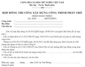 Hợp đồng xây dựng phần thô: Hướng dẫn chi tiết từ A-Z và mẫu chuẩn pháp lý