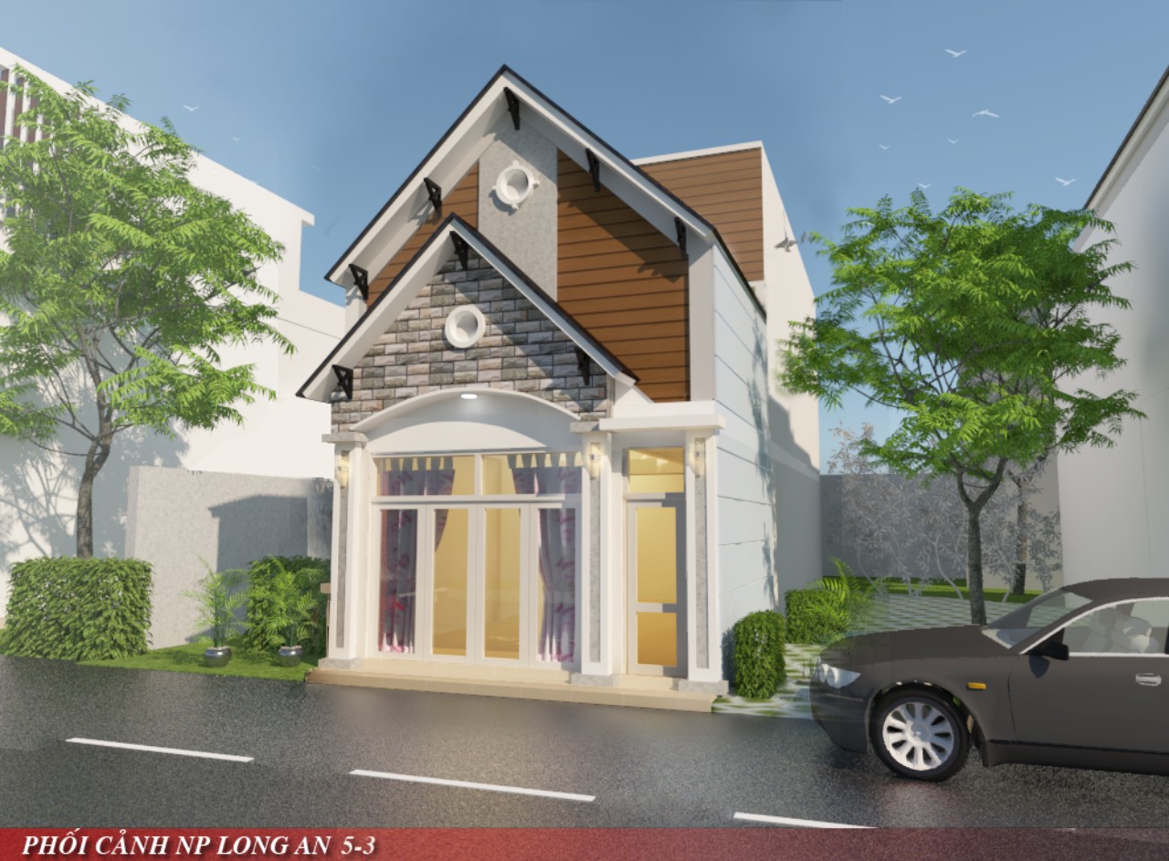 Phối cảnh 3D xây nhà trọn gói Cần Giuộc, Long An - Xây Dựng Kim Anh