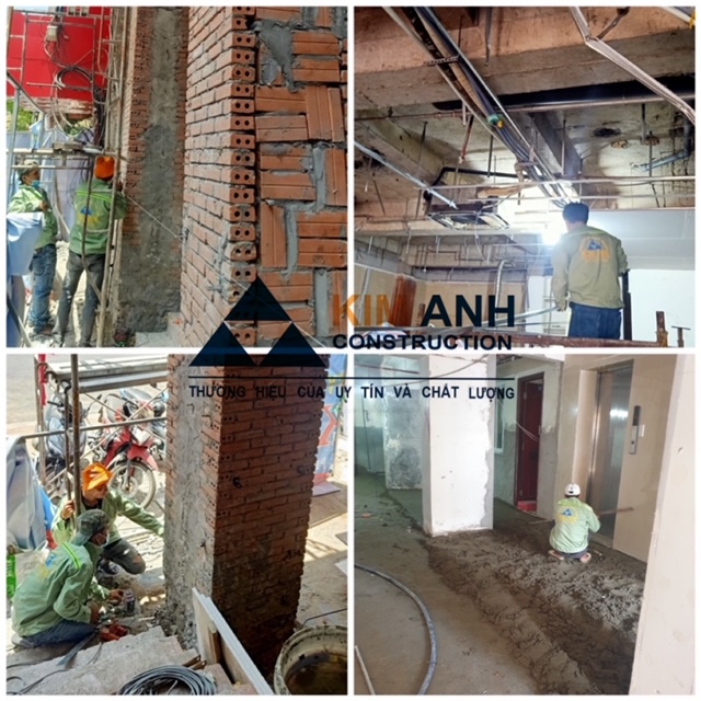 Công tác thi công cải tạo các hạng mục bên trong.
