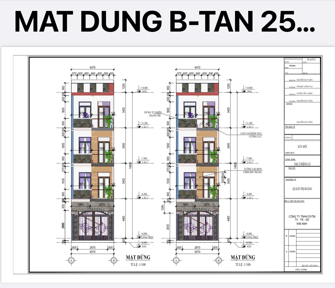 Bản vẽ dự án nhà phố Quận Bình Tân - Xây Dựng Kim Anh