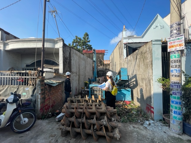 Công tác thi công móng, chuẩn bị cho phần khung - Dự án Bà Điểm, Hóc Môn