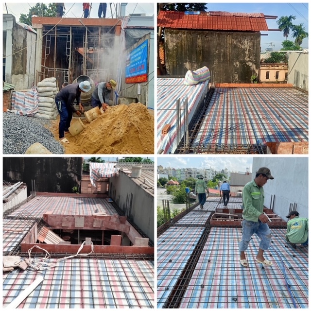 Thi công cột, dầm, sàn tầng trệt theo đúng thiết kế kết cấu - Dự án Bà Điểm, Hóc Môn