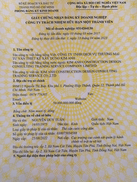 giấy chứng nhận đăng ký doanh nghiệp
