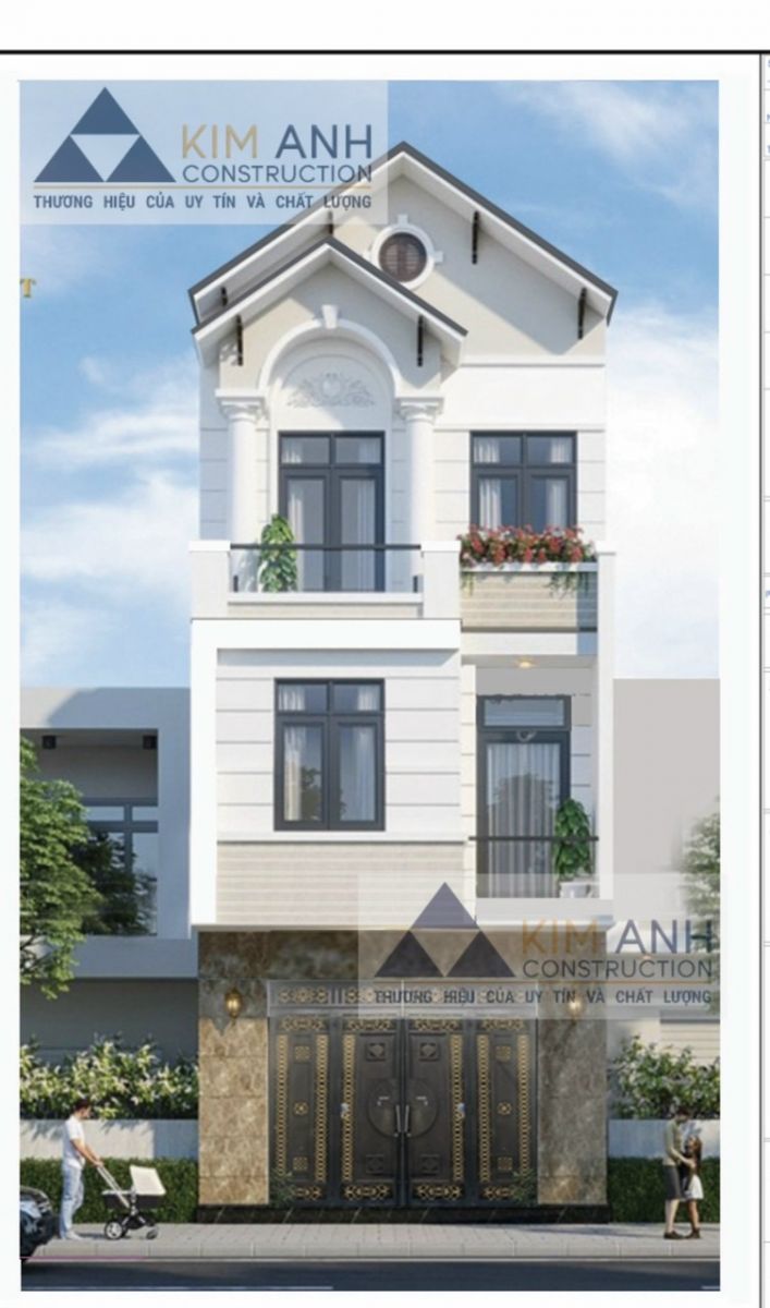 Hình ảnh 3D-mặt tiền của căn nhà.Công ty Xây Dựng Kim Anh-xây nhà-Quận Bình Tân,TP.HCM