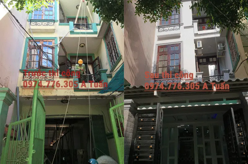 So sánh mặt tiền nhà Chị Nga Trước và Sau khi sửa chữa