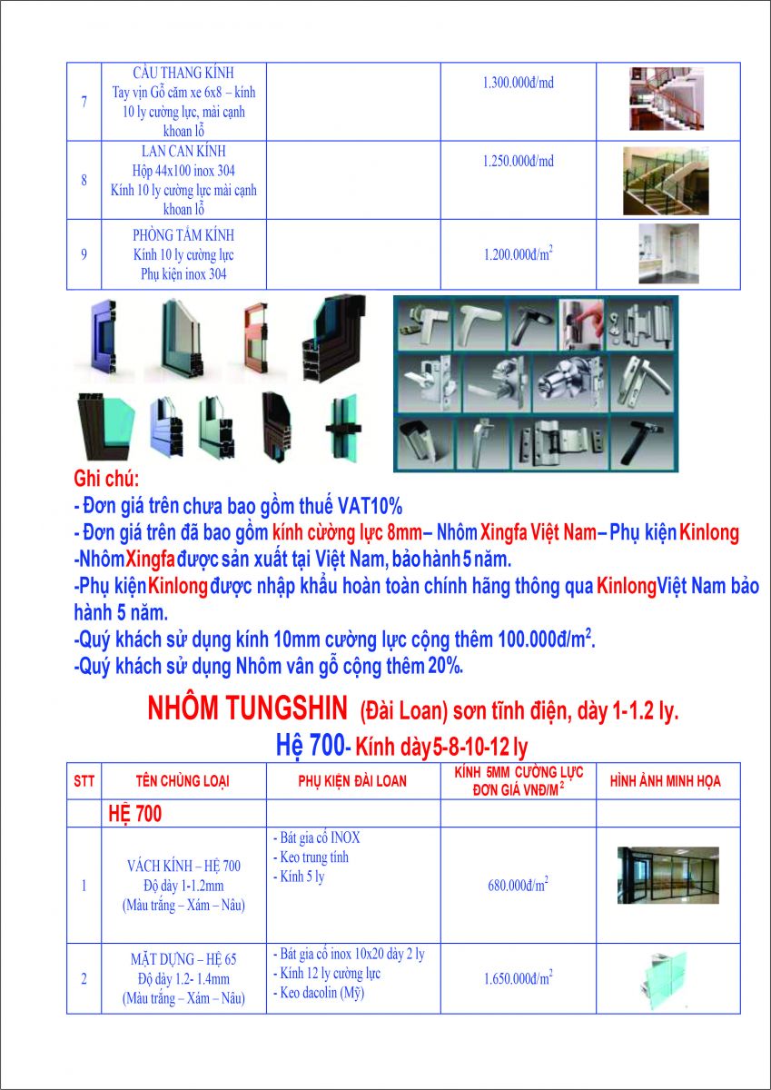 bao gia cua nhom Xingfa