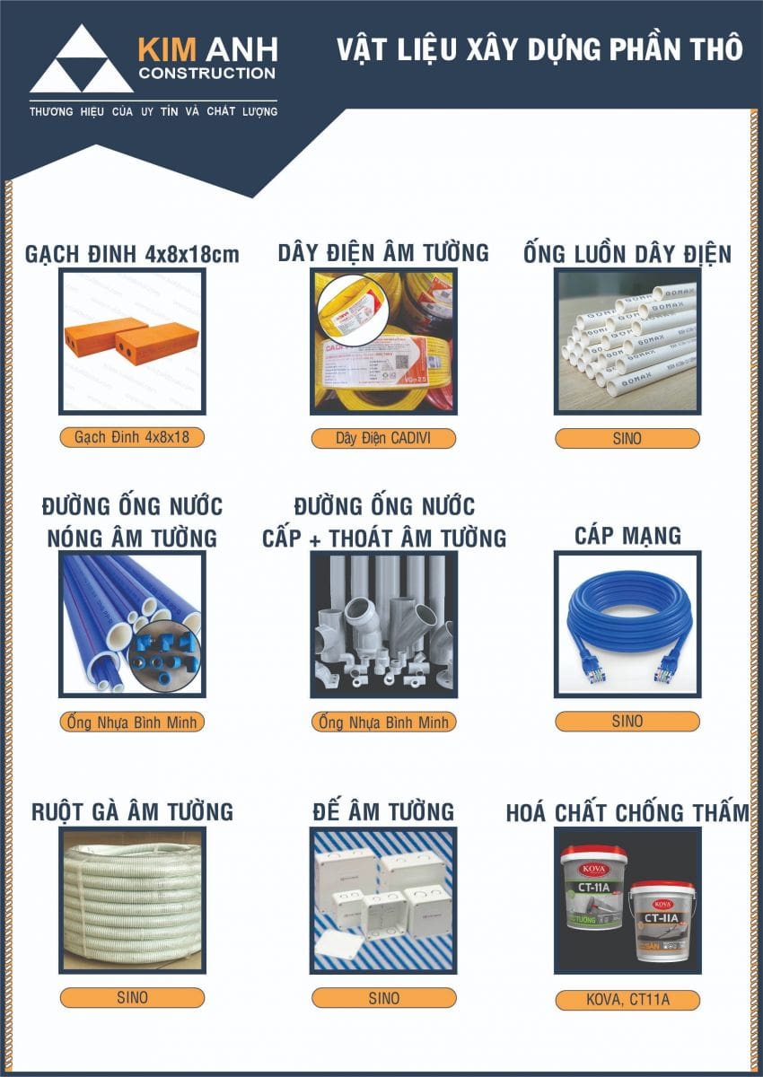 vật liệu xây dựng chính hãng dùng trong sửa chữa nhà