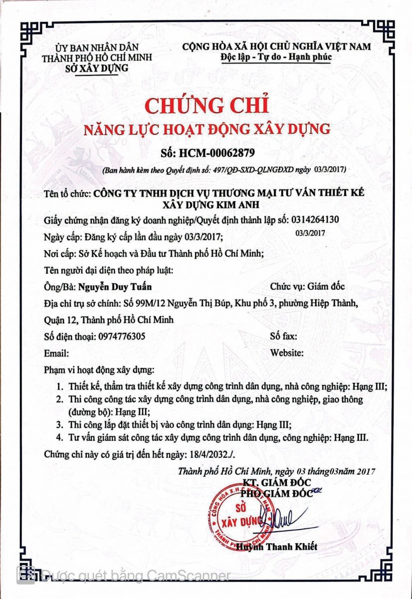 Chứng chỉ hành nghề xây dựng - Xây Dựng Kim Anh