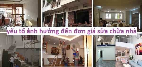 Các yếu tố then chốt ảnh hưởng đến đơn giá sửa nhà trọn gói