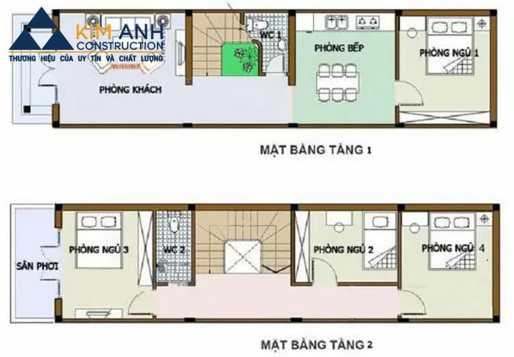 mau nha ong 2 tang 4 phong ngu