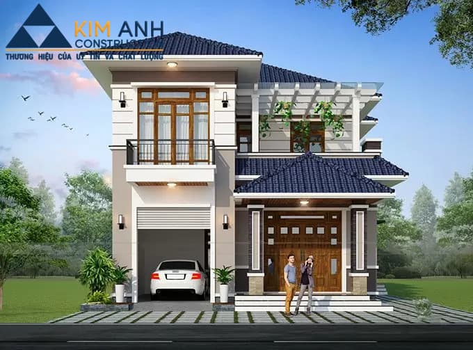 mau nha ong 2 tang co gara