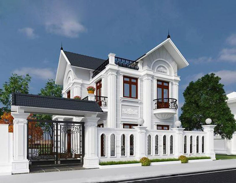 mau nha 2 tang tan co dien 2 mat tien - www.xaydungkimanh.com