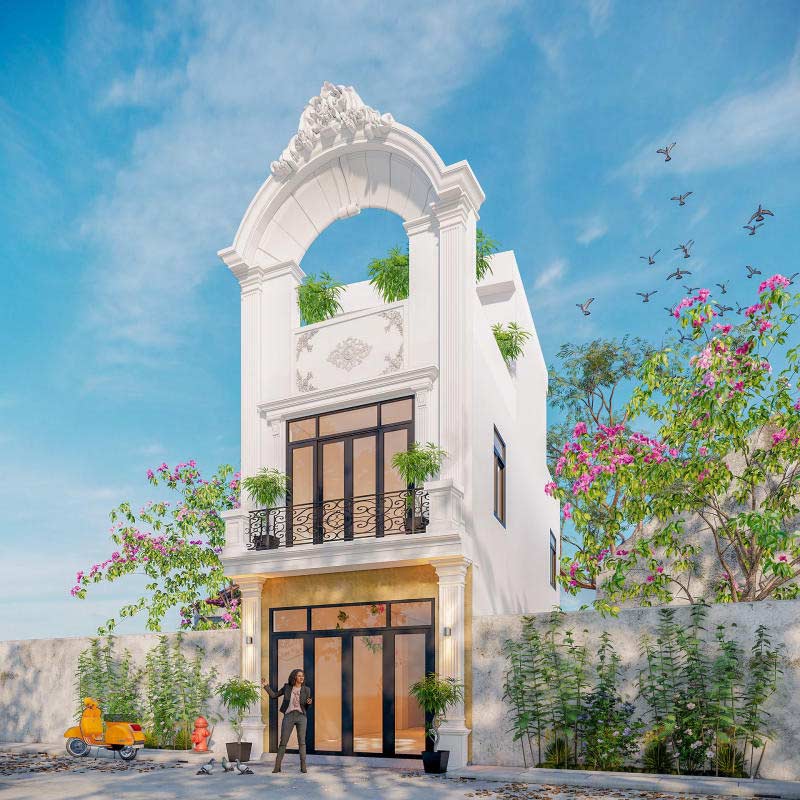 mau nha 2 tang tan co dien nha vuong - www.xaydungkimanh.com