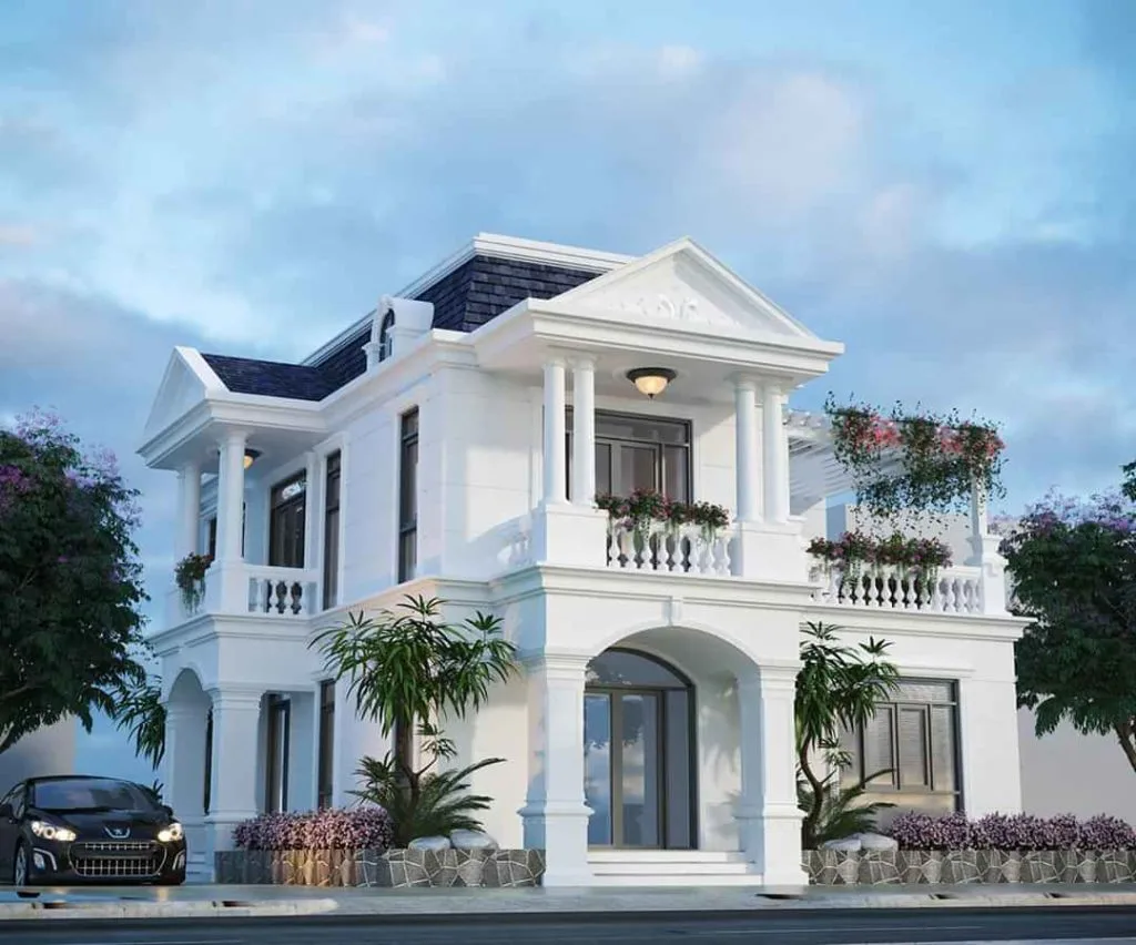 mẫu thiết kế nhà Tân Cổ Điển mái Mansard