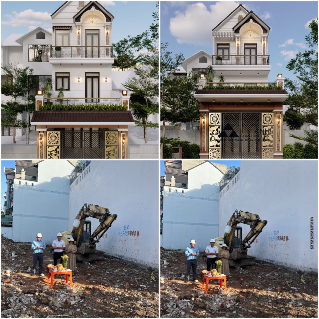 Hình ảnh lễ động thổ dự án xây nhà 3 tầng TX Dĩ An-xaydungkimanh.com